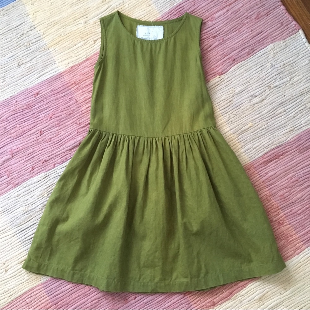 Not Perfect Linen Smock Dress - moss green
